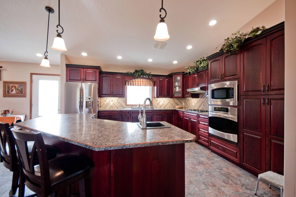 Stained Red Kitchen 