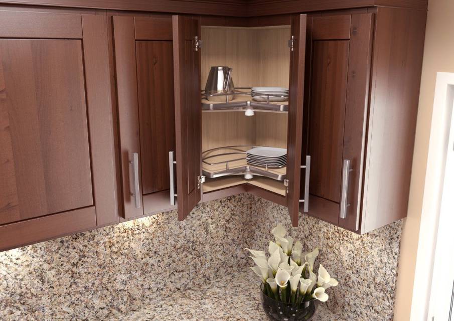 Kitchen corner cabinet with lasy susan organizer