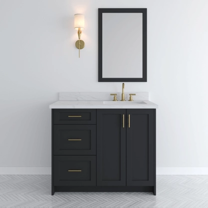 Olivia-MDF Shaker Vanity-Black-42",Right Sink