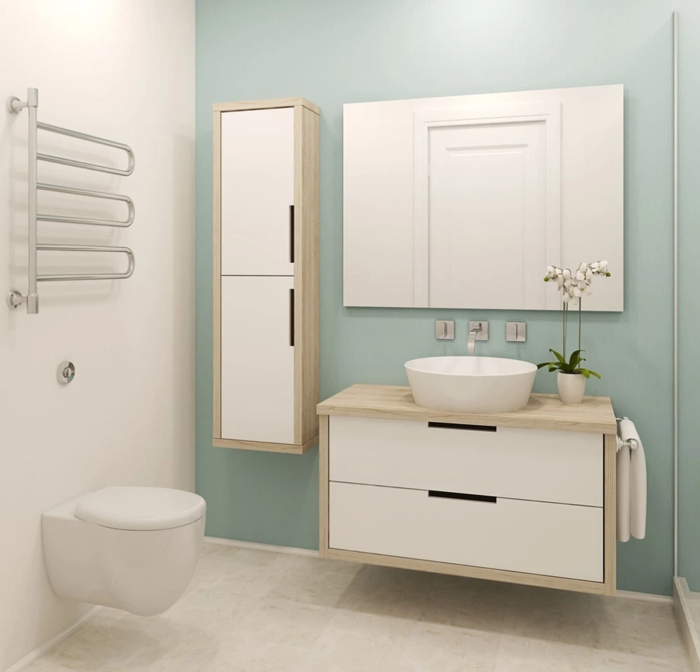 Bathroom vanity and tall cabinet perfect match