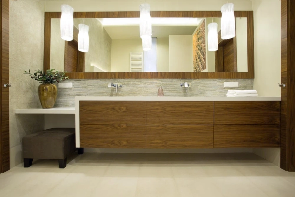 fitted vanity and countertop in the bathroom