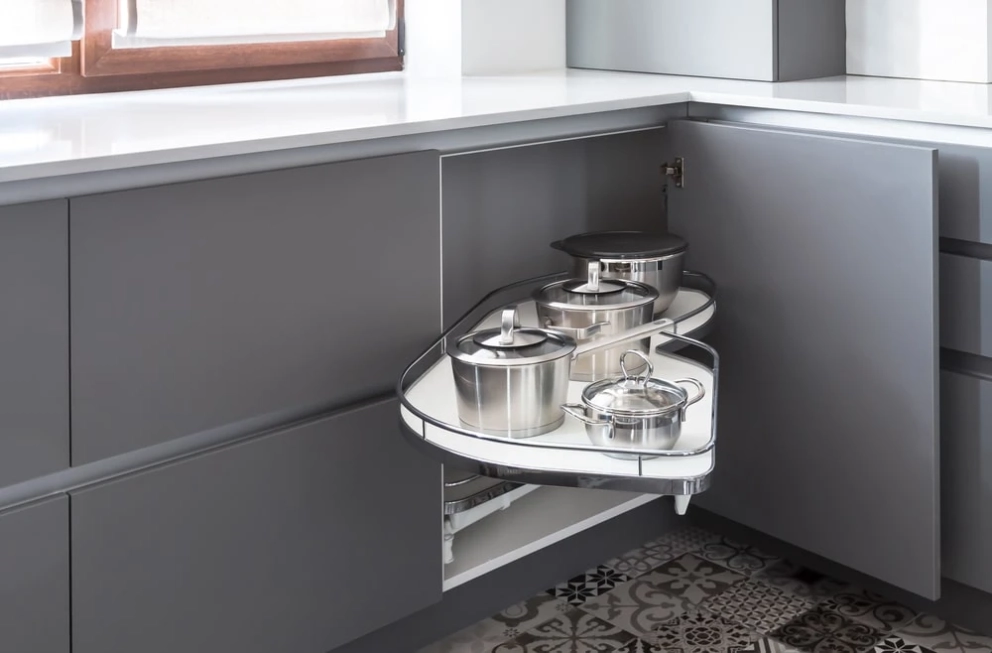 organisation ideas for corner base cabinets