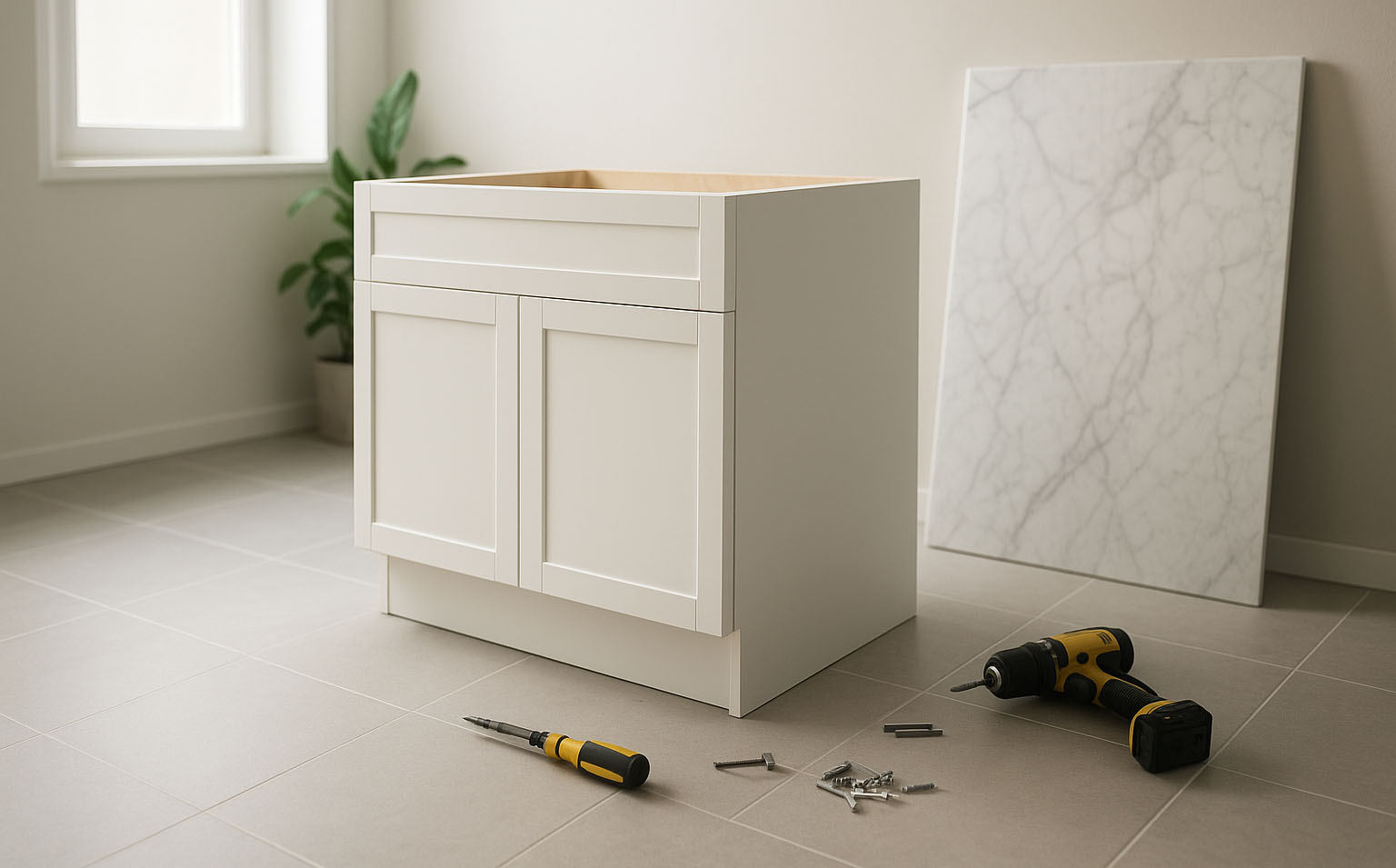 RTA vanity without a countertop ready to install