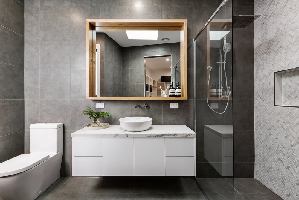 modern design bathroom with white vanity