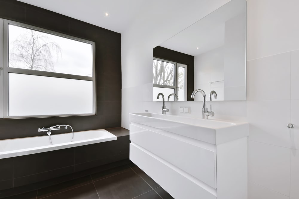 slimline bathroom vanity in the black and white bathroom design