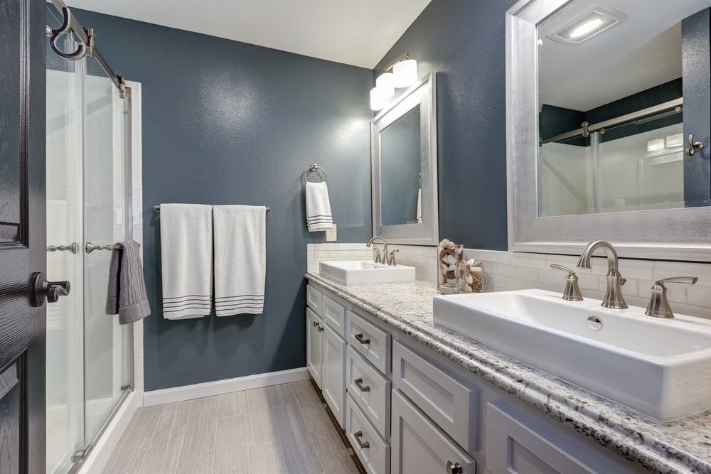 double sink bathroom vanity with storage space