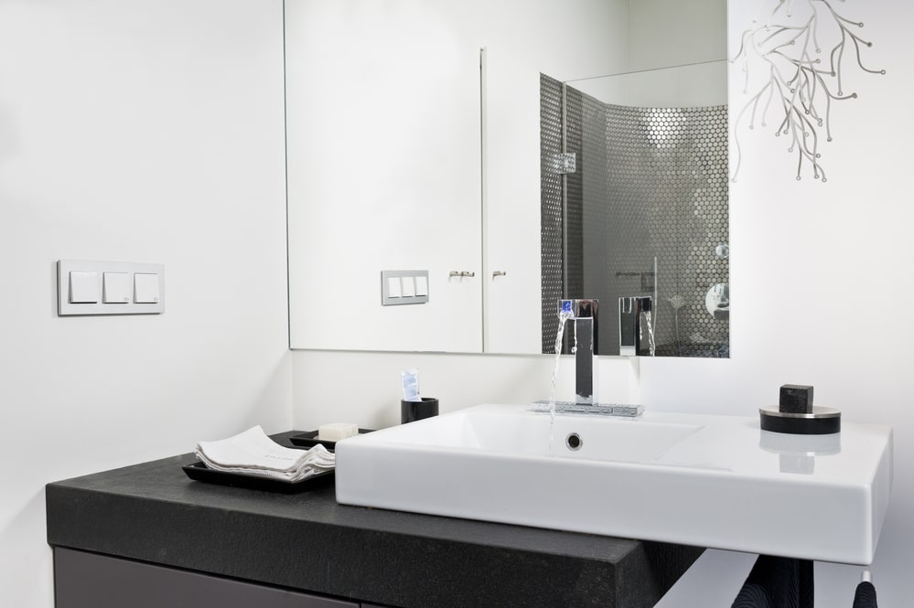 modern bathroom vanity top black with white sink