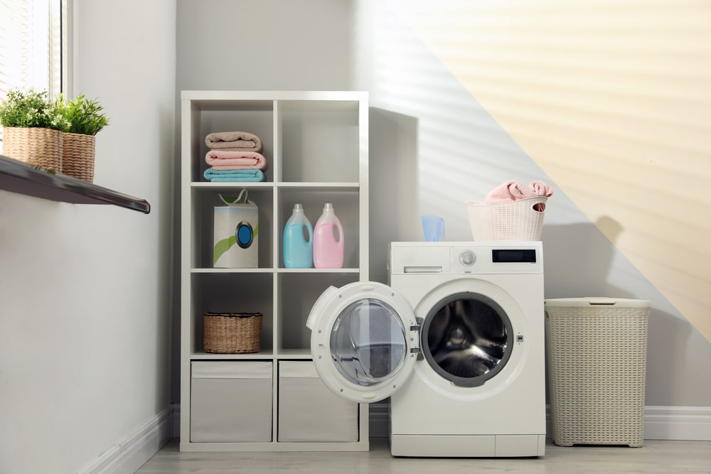 modular open cupboard for laundry storage