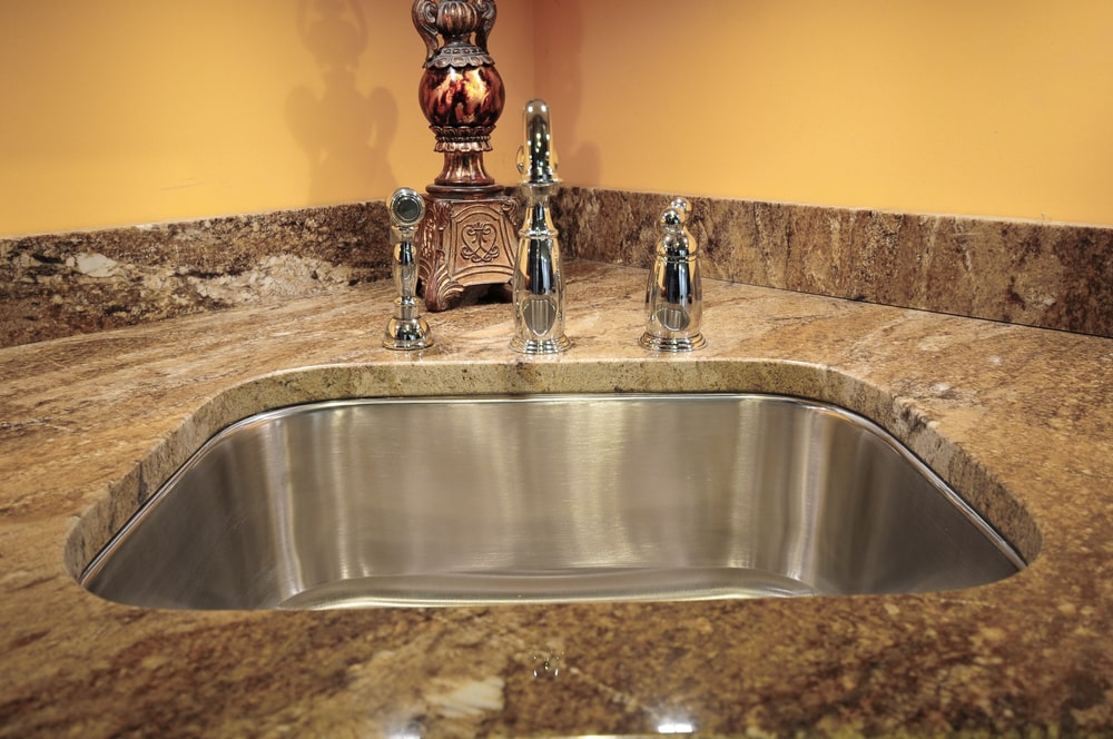 corner vanity countertop with integrated sink