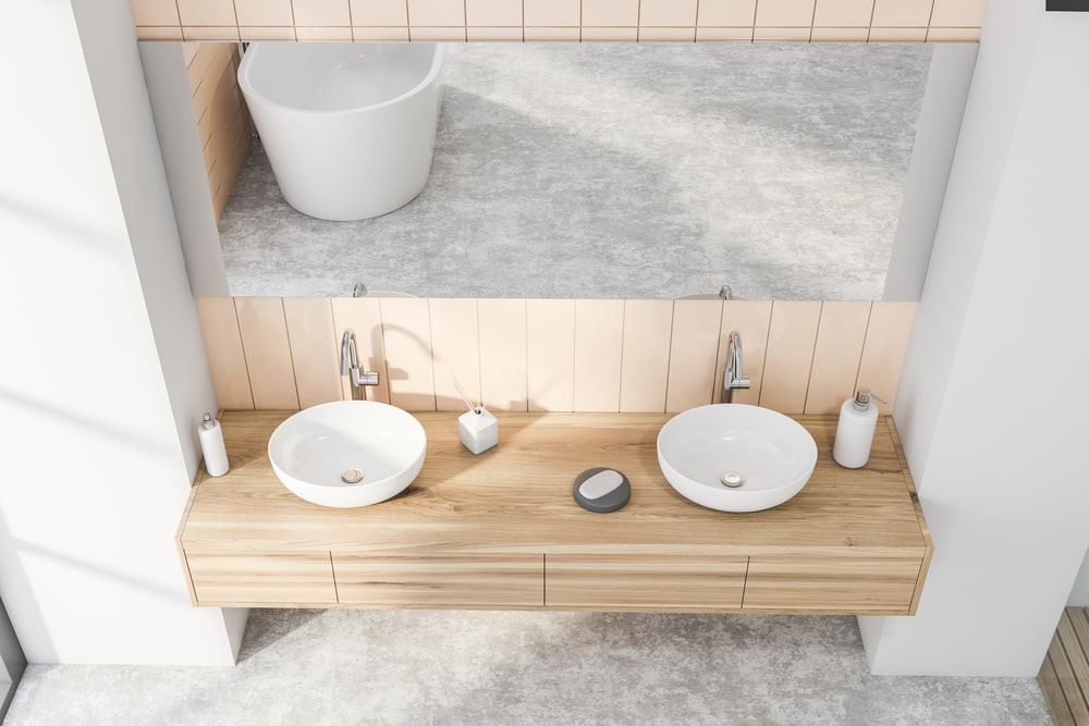 double vanity made from oak wood