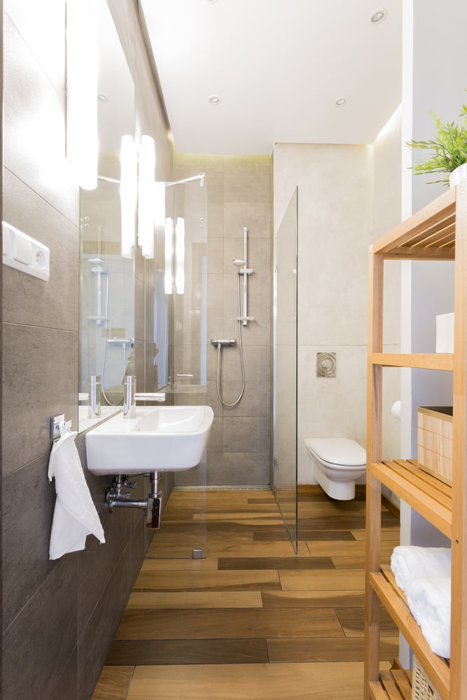 tricky bathroom with designer solutions applied