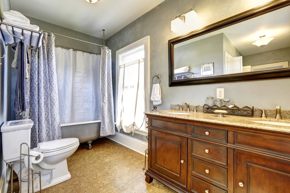 Classic mid-century bathroom vanity walnut