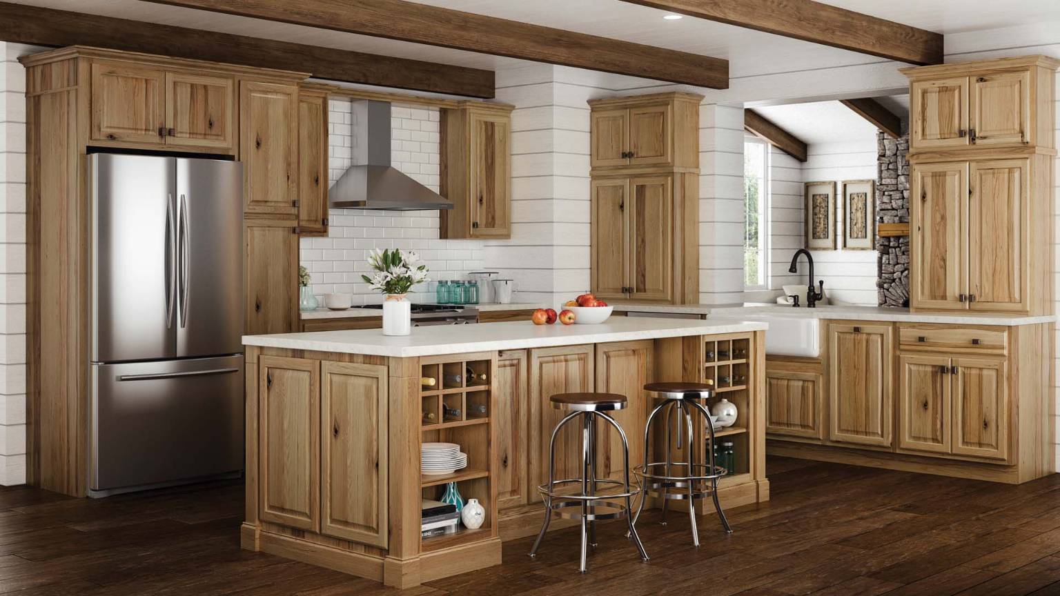 Hickory wood kitchen cabinets