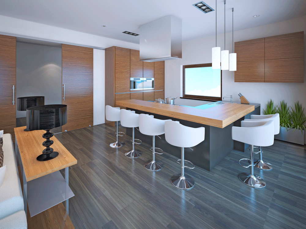 open concept living room kitchen